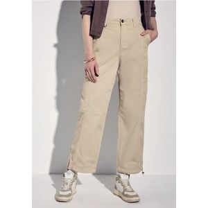 Street One Dames Cargo broek met rechte pijpen in Beige, in size: 32