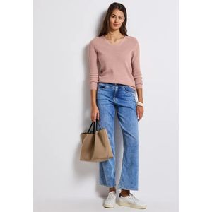 Street One Dames Basis trui met V-hals in Roze, in size: 34