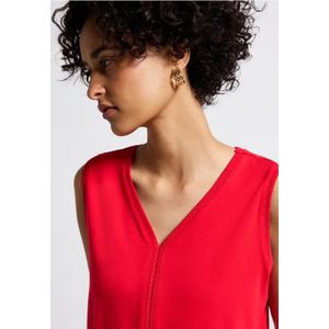 Street One Dames Jersey top met gehaakte details in Rood, in size: 34