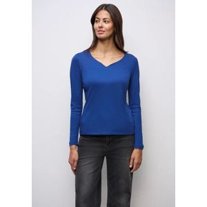 Street One Dames Shirt met hartvormige halslijn in Blauw, in size: 34