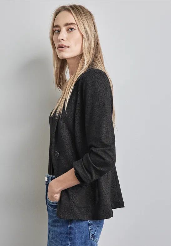 STREET ONE - Korte Blazer - Zwart - Diagonaal Gemêleerd - Set