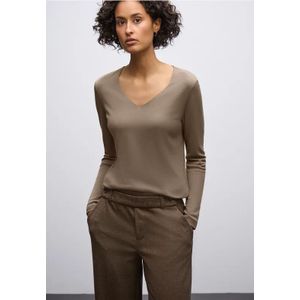 Street One Dames Shirt met hartvormige halslijn in Bruin, in size: 34