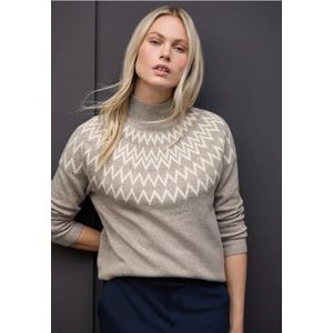 Street One Dames Trui met Noorse look in Beige, in size: 34