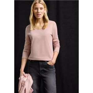 Street One Dames Shirt met carrée halslijn in Roze, in size: 34