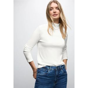 Street One Dames Basic shirt met coltrui in Wit, in size: 42