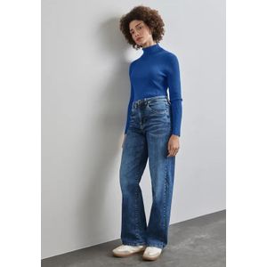 Street One Dames Basic trui met rolkraag in Blauw, in size: 42