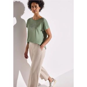 Street One Dames Shirt met folietekst in Groen, in size: 34
