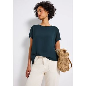 Street One Dames 2-in-1 chiffon shirt in Turkoois, in size: 34