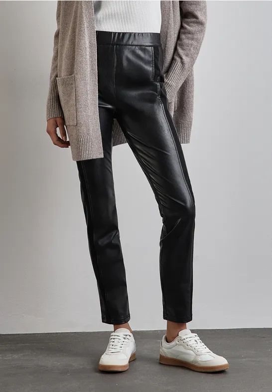 Street One Dames Broek met coating in Zwart, in size: 32
