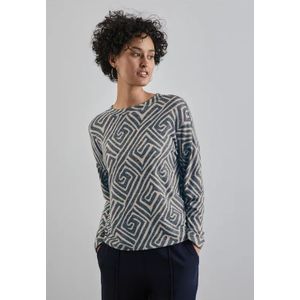 Street One Dames Gedessineerd shirt met lange mouwen in Groen, in size: 34