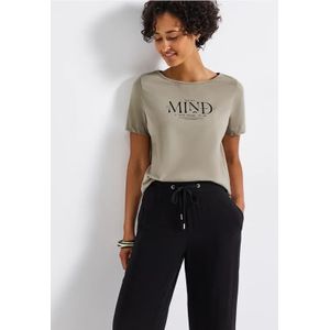 Street One Dames Basic shirt met print in Beige, in size: 34