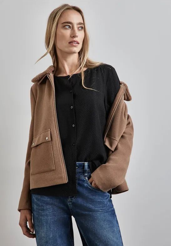 Street One - Gestructureerde Blouse - Zwart - Dames