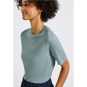 Street One Dames Basic shirt met col in Blauw, in size: 34