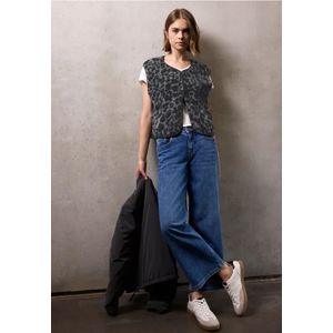 Street One Studio Dames Teddy vest met leo patroon in Grijs, in size: 38