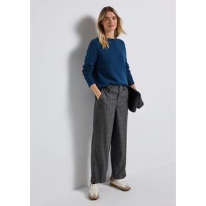 Street One Dames Geruite straight legs broek in Zwart, in size: 32