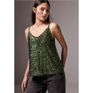 Street One Studio Dames Blouse top met pailletten in Groen, in size: 46