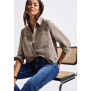 Street One Dames Kort mini corduroy overhemd in Bruin, in size: 42