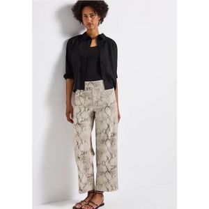 Street One Dames Broek met gedessineerde straight legs in Beige, in size: 34