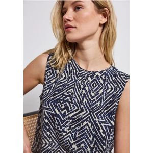 Street One Dames Gedessineerde jersey top in Blauw, in size: 38