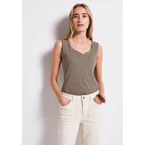 Street One Dames Top met hartvormige halslijn in Bruin, in size: 34