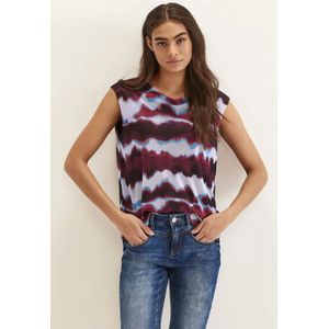 Street One Dames Mesh T-shirt met batikprint in Bruin, in size: 40