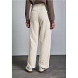 Street One - Bouclé Damesbroek - Smooth Sand Beige - Hoge Taille - Rechte Pijpen