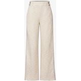 Street One - Bouclé Damesbroek - Smooth Sand Beige - Hoge Taille - Rechte Pijpen