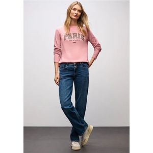 Street One Dames Langarmshirt mit Wording in Roze, in size: 34