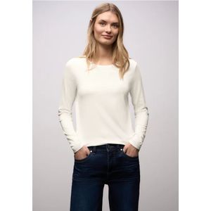 Street One Dames Basic shirt met ronde hals in Wit, in size: 34