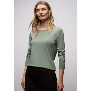 Street One Dames Basic shirt met ronde hals in Groen, in size: 34
