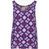 Street One - Blousetop - Paars - Dames - Mouwloos - Ronde Hals - Grafisch Patroon
