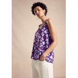 Street One - Blousetop - Paars - Dames - Mouwloos - Ronde Hals - Grafisch Patroon