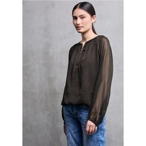 Street One Studio Dames Chiffon leo blouse met rits in Bruin, in size: 34