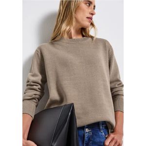 Street One Dames Trui met ronde hals in Beige, in size: 34
