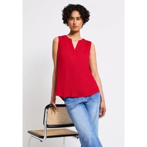 Street One Dames Blousetop met gespleten hals in Rood, in size: 34
