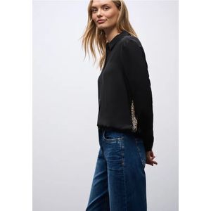 Street One Dames Overhemd blouse met leo details in Zwart, in size: 34