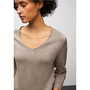 Street One Dames Trui met V-hals in Beige, in size: 34