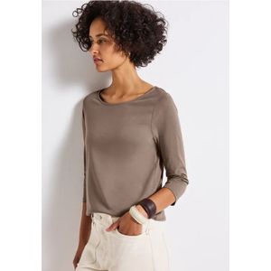 Street One Dames Shirt met boothals in Bruin, in size: 36