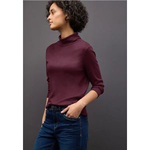 Street One Dames Basic shirt met coltrui in Rood, in size: 34