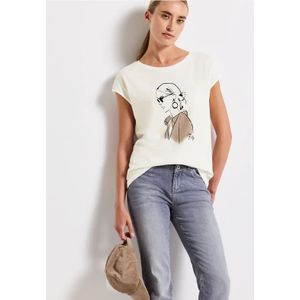 Street One Dames Shirt met print in Wit, in size: 34