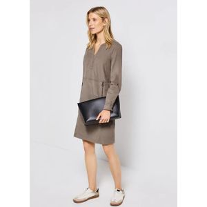 Street One Dames Corduroy jurk met gespleten hals in Bruin, in size: 34