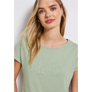 Street One Dames Basic shirt met print in Groen, in size: 34