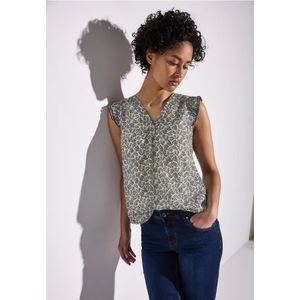 Street One Dames Chiffontop met ruches in Blauw, in size: 36
