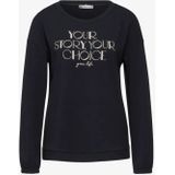 Street One Dames Shirt met lange mouwen en print in Blauw, in size: 34