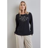 Street One Dames Shirt met lange mouwen en print in Blauw, in size: 34