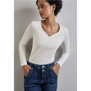 Street One Dames Shirt met hartvormige halslijn in Wit, in size: 46