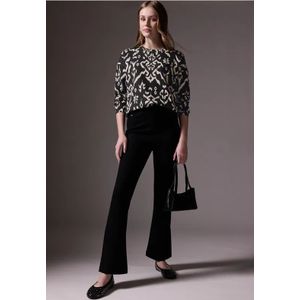 Street One Studio Dames Gedessineerd Silk-Look Shirt in Zwart, in size: 34