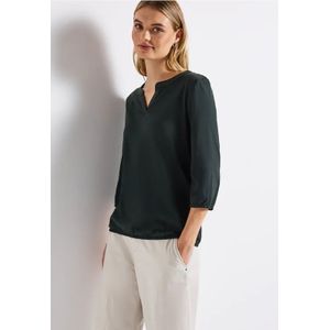 Street One Dames Shirt van jersey met gespleten hals in Groen, in size: 34