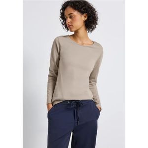 Street One - Dames Basic Shirt - Beige - Lange Mouwen