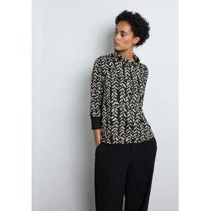 Street One Dames Jaquard overhemd in Zwart, in size: 40
